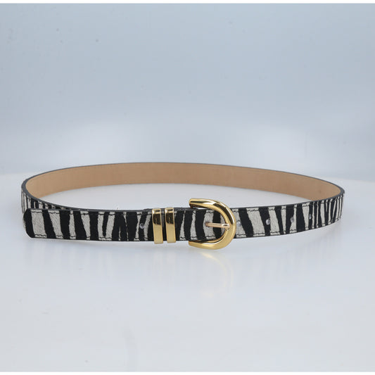 Cinto de Couro Estilo Animal Print Preto