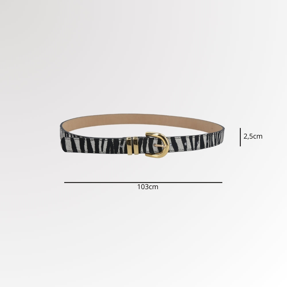 Cinto de Couro Estilo Animal Print Preto