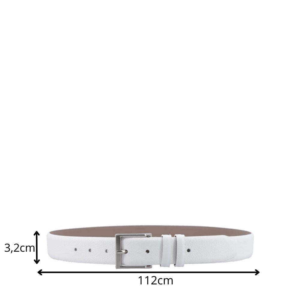 Cinto Masculino de Couro com Fivela de Metal Branco