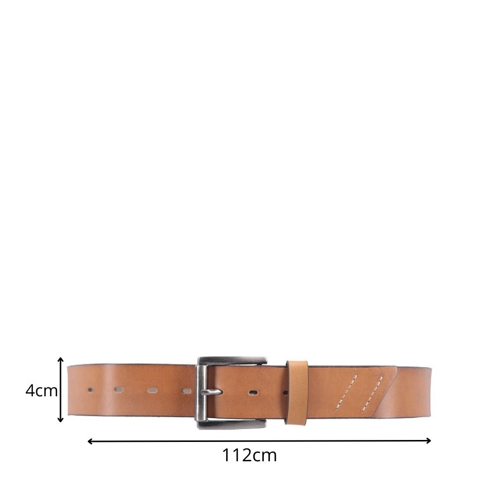 Cinto Masculino de Couro com Fivela de Metal Caramelo