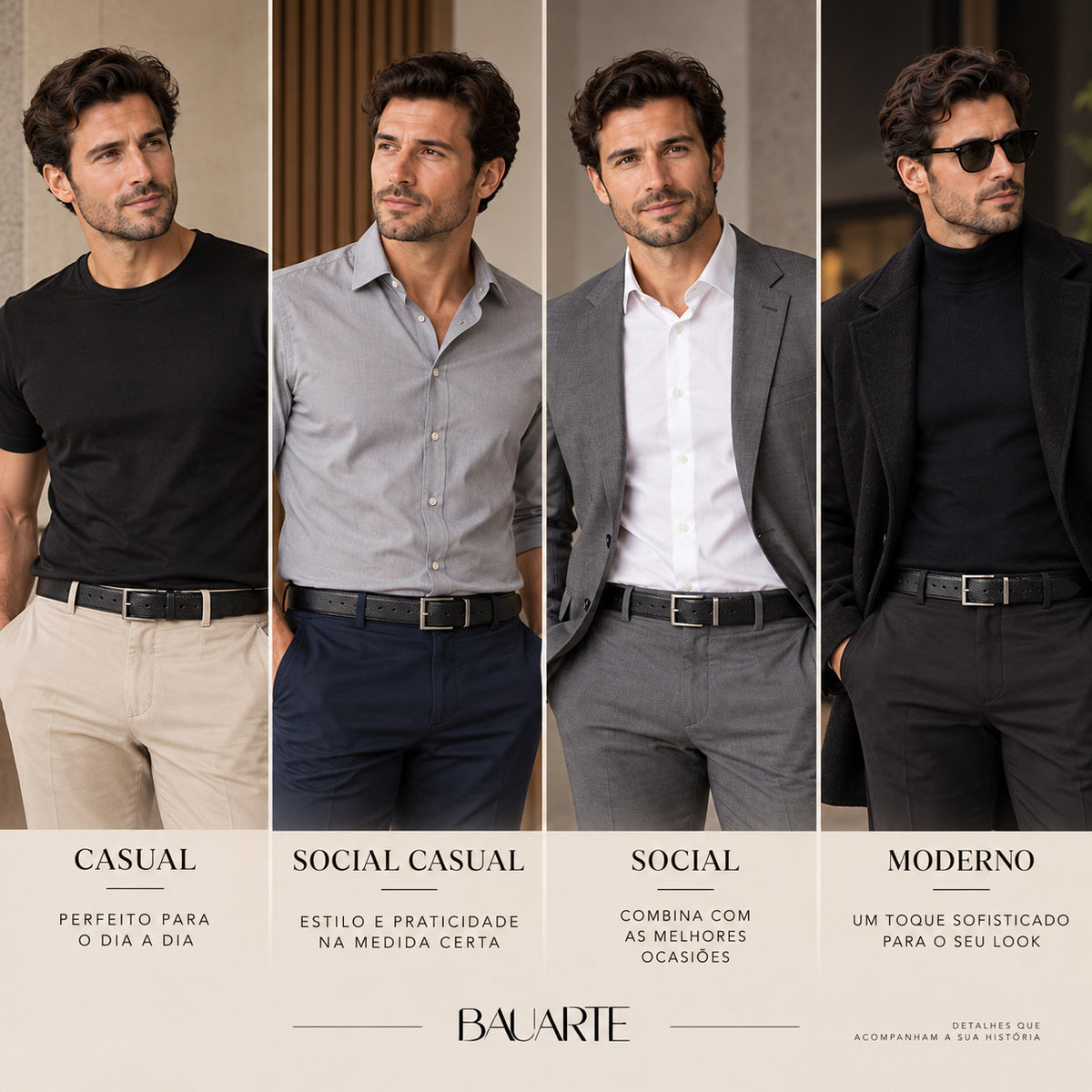 Cinto Masculino de Couro com Fivela Giratória Preto