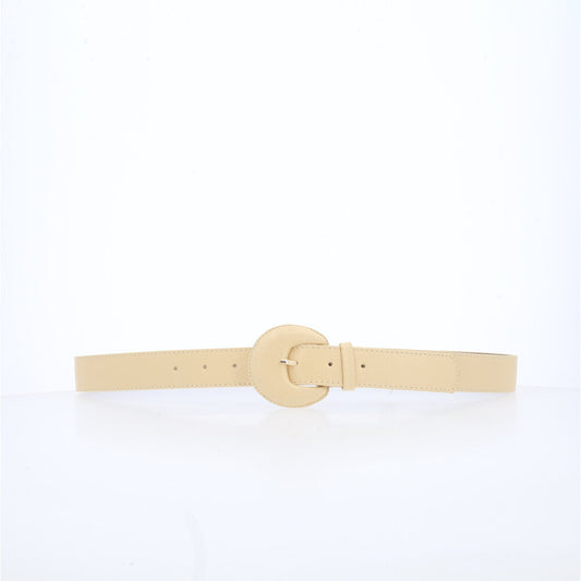 Cinto Feminino Couro Legítimo Fivela Meia Lua Moda Casual Amarelo