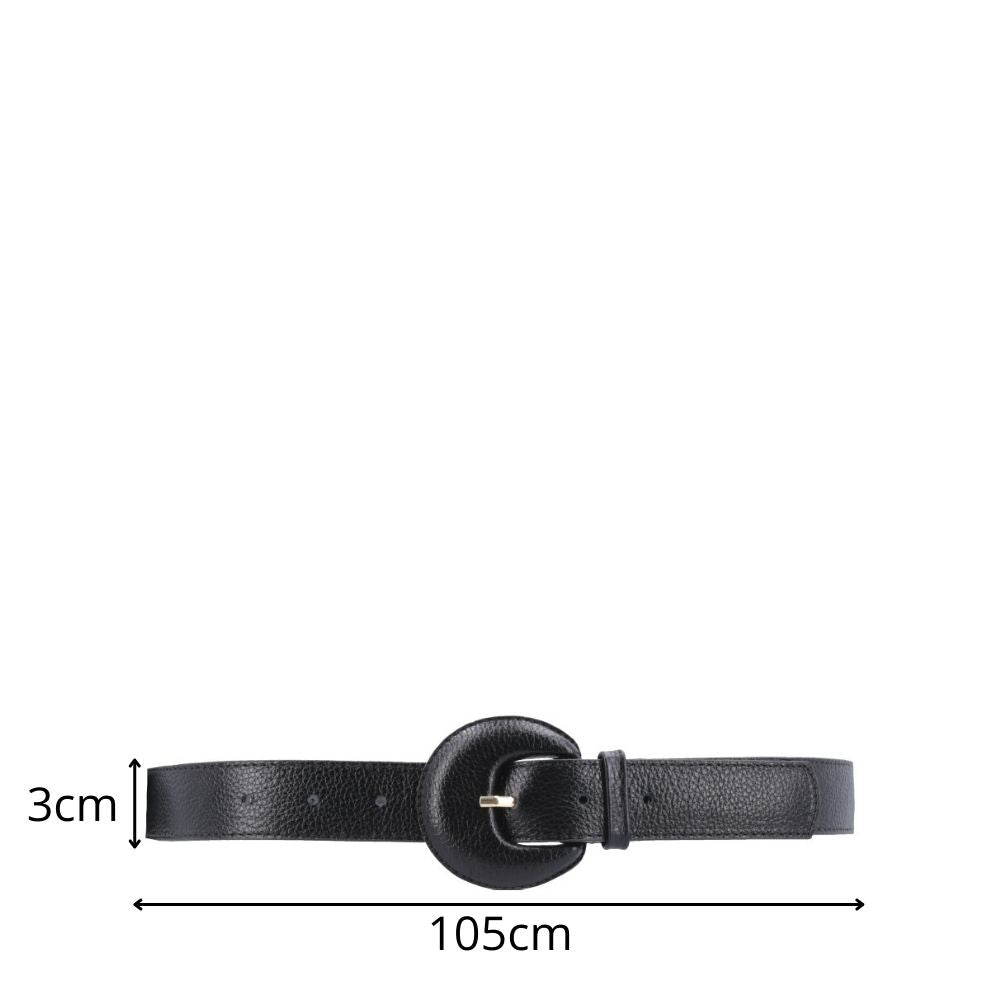 Cinto Feminino Couro Legítimo Fivela Meia Lua Moda Casual Preto