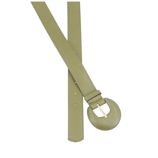 Cinto Feminino Couro Legítimo Fivela Meia Lua Moda Casual Verde