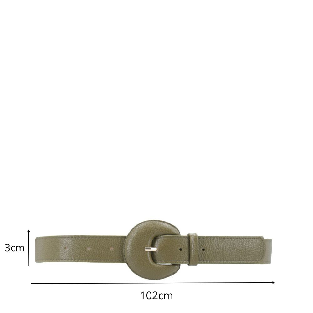 Cinto Feminino Couro Legítimo Fivela Meia Lua Moda Casual Verde claro