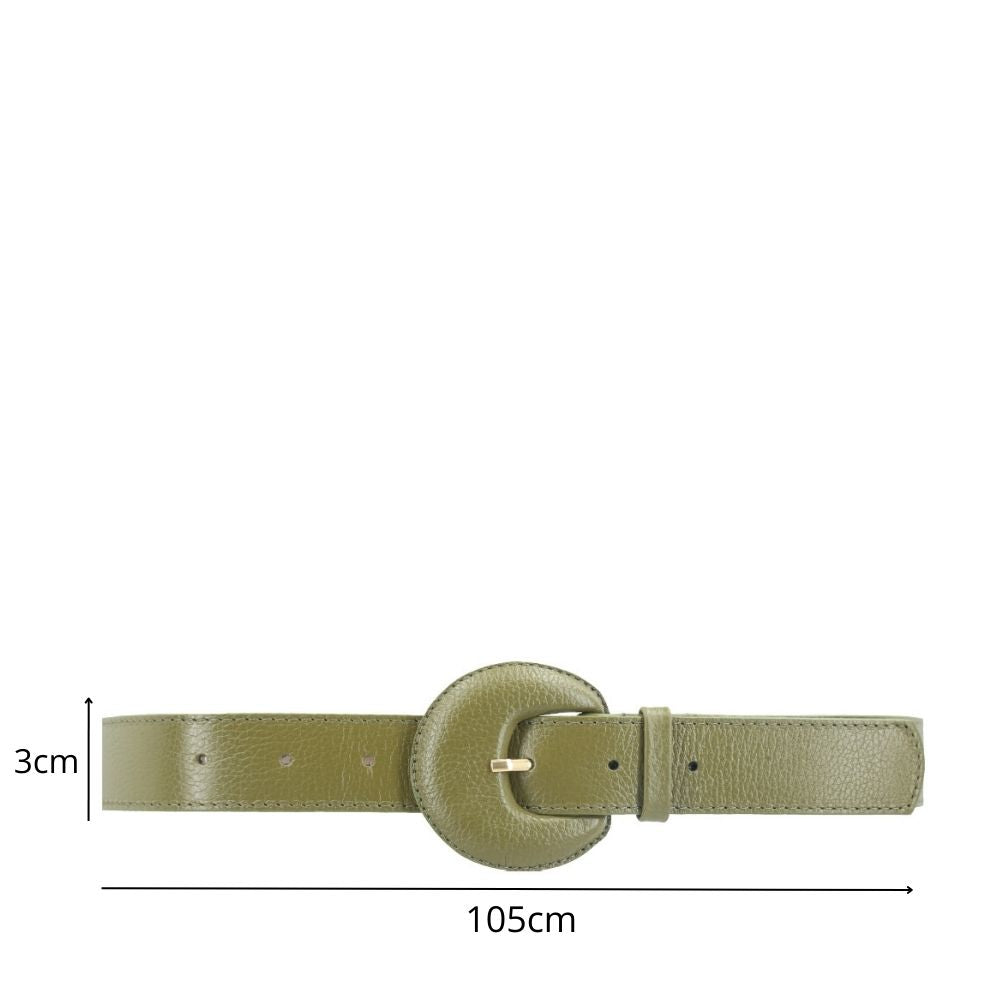 Cinto Feminino Couro Legítimo Fivela Meia Lua Moda Casual Verde escuro