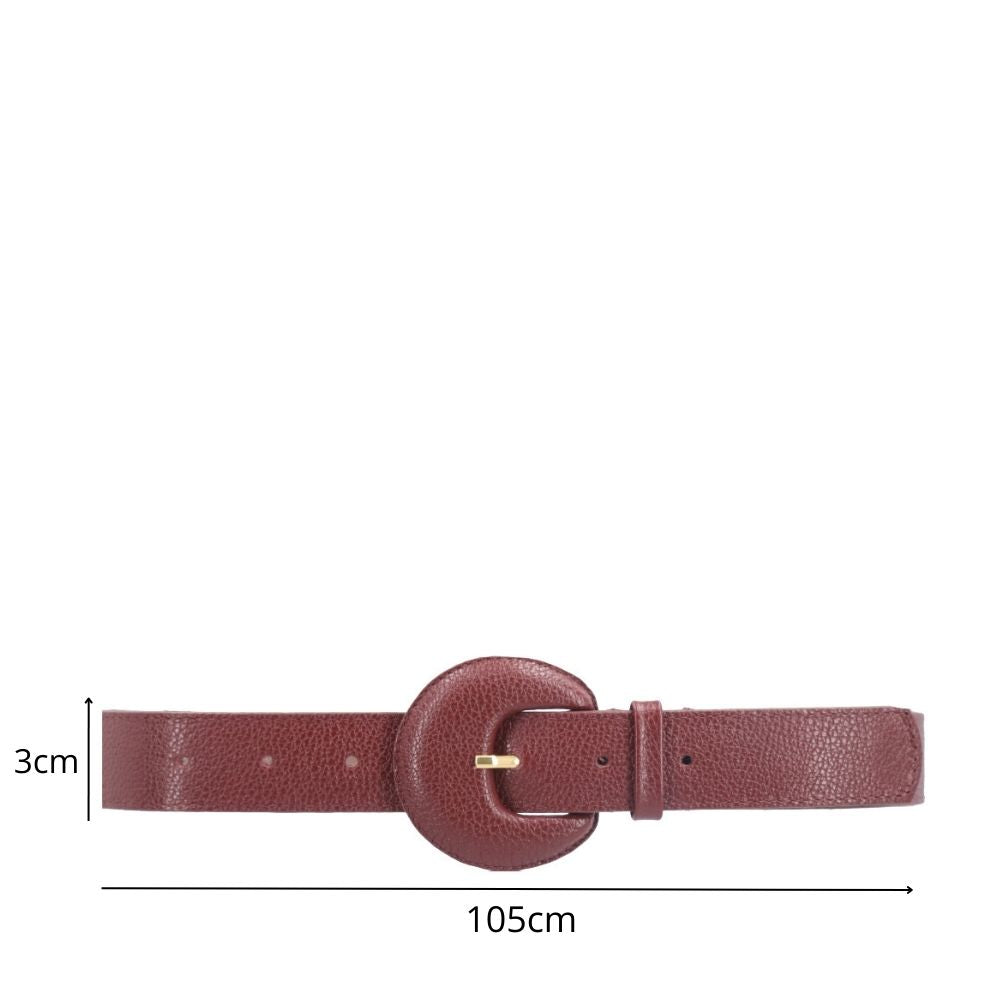 Cinto Feminino Couro Legítimo Fivela Meia Lua Moda Casual Vinho