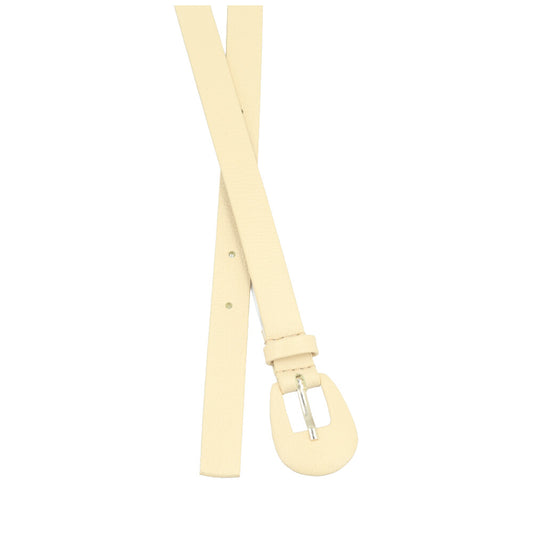 Cinto Feminino de Couro com Fivela Encapada Oval Amarelo