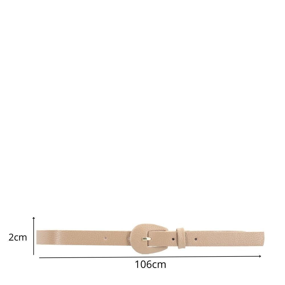 Cinto Feminino de Couro com Fivela Encapada Oval Bege escuro