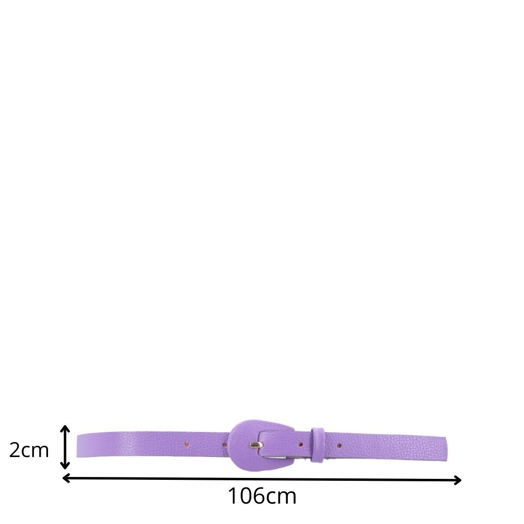 Cinto Feminino de Couro com Fivela Encapada Oval Lilas