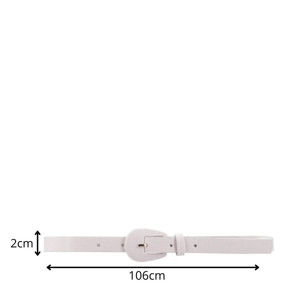Cinto Feminino de Couro com Fivela Encapada Oval Marfim