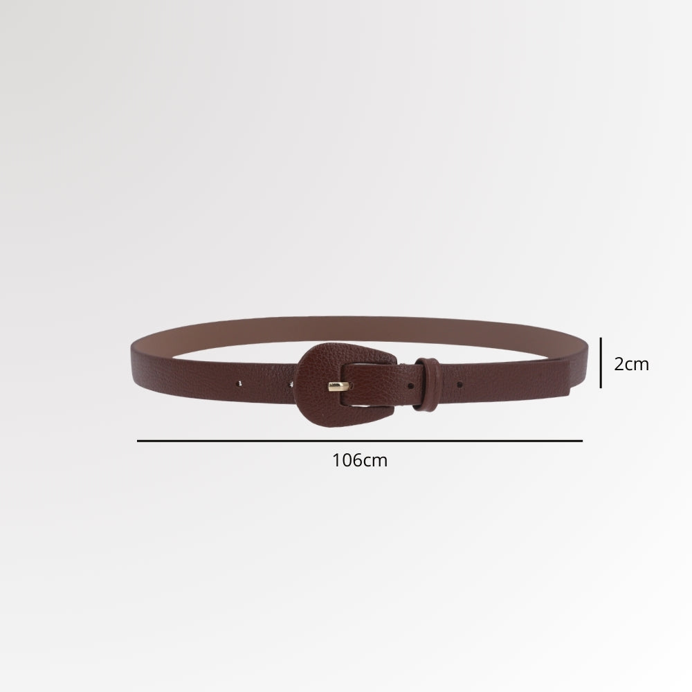 Cinto Feminino de Couro com Fivela Encapada Oval Marrom
