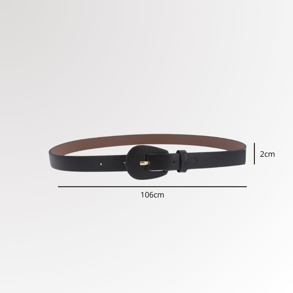 Cinto Feminino de Couro com Fivela Encapada Oval Preto