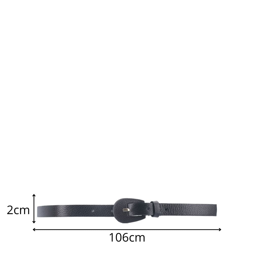 Cinto Feminino de Couro com Fivela Encapada Oval Preto