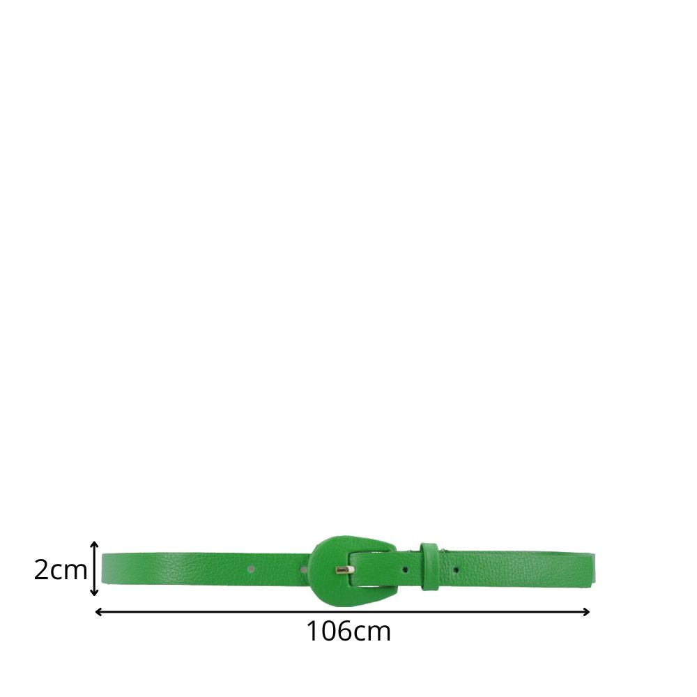 Cinto Feminino de Couro com Fivela Encapada Oval Verde