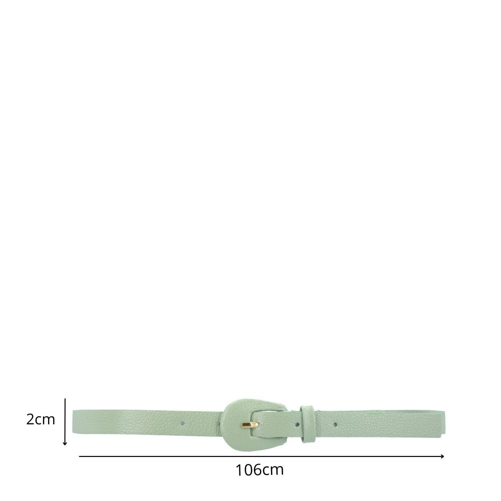 Cinto Feminino de Couro com Fivela Encapada Oval Verde claro