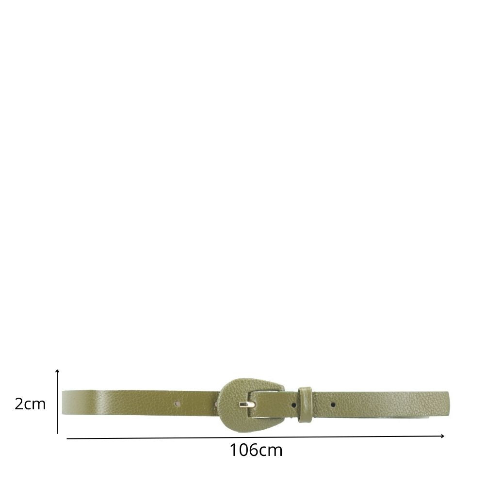 Cinto Feminino de Couro com Fivela Encapada Oval Verde escuro