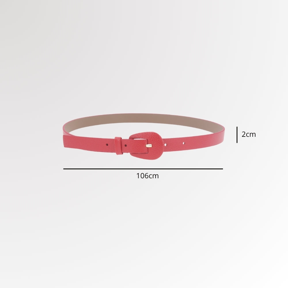 Cinto Feminino de Couro com Fivela Encapada Oval Vermelho