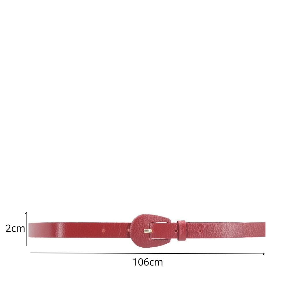 Cinto Feminino de Couro com Fivela Encapada Oval Vermelho