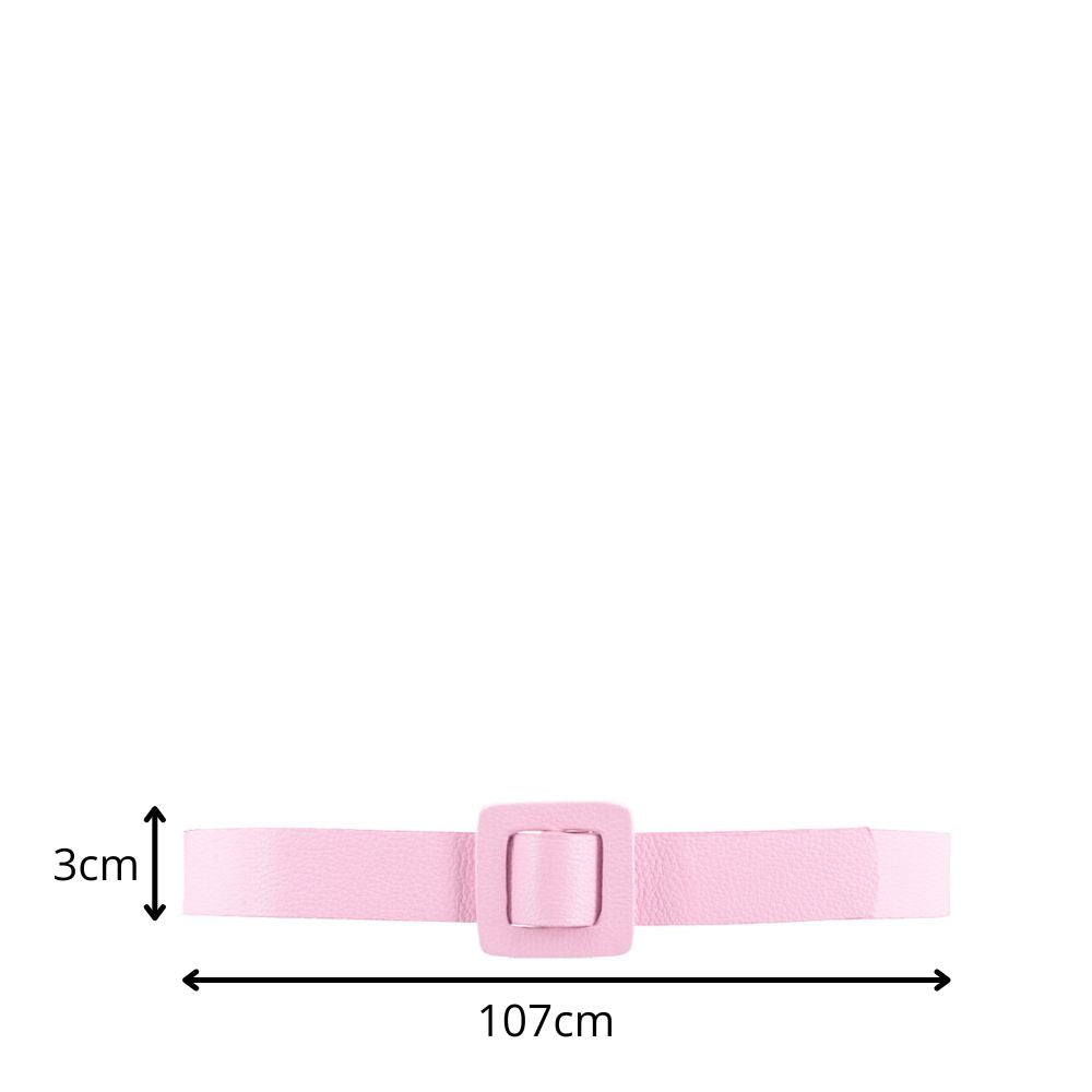 Cinto de Couro Legítimo com Fivela Encapada Rosa claro