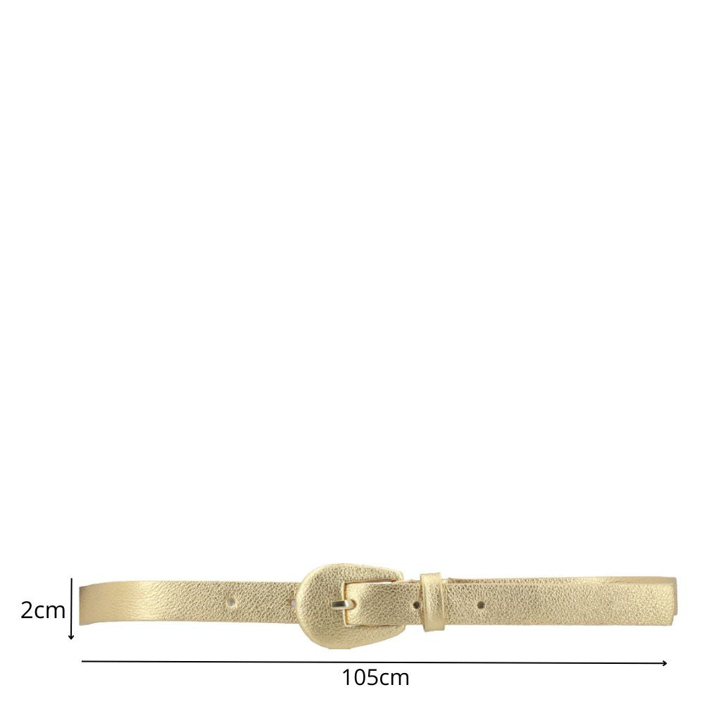 Cinto de Couro Feminino Metalizado Fivela Encapada Ouro