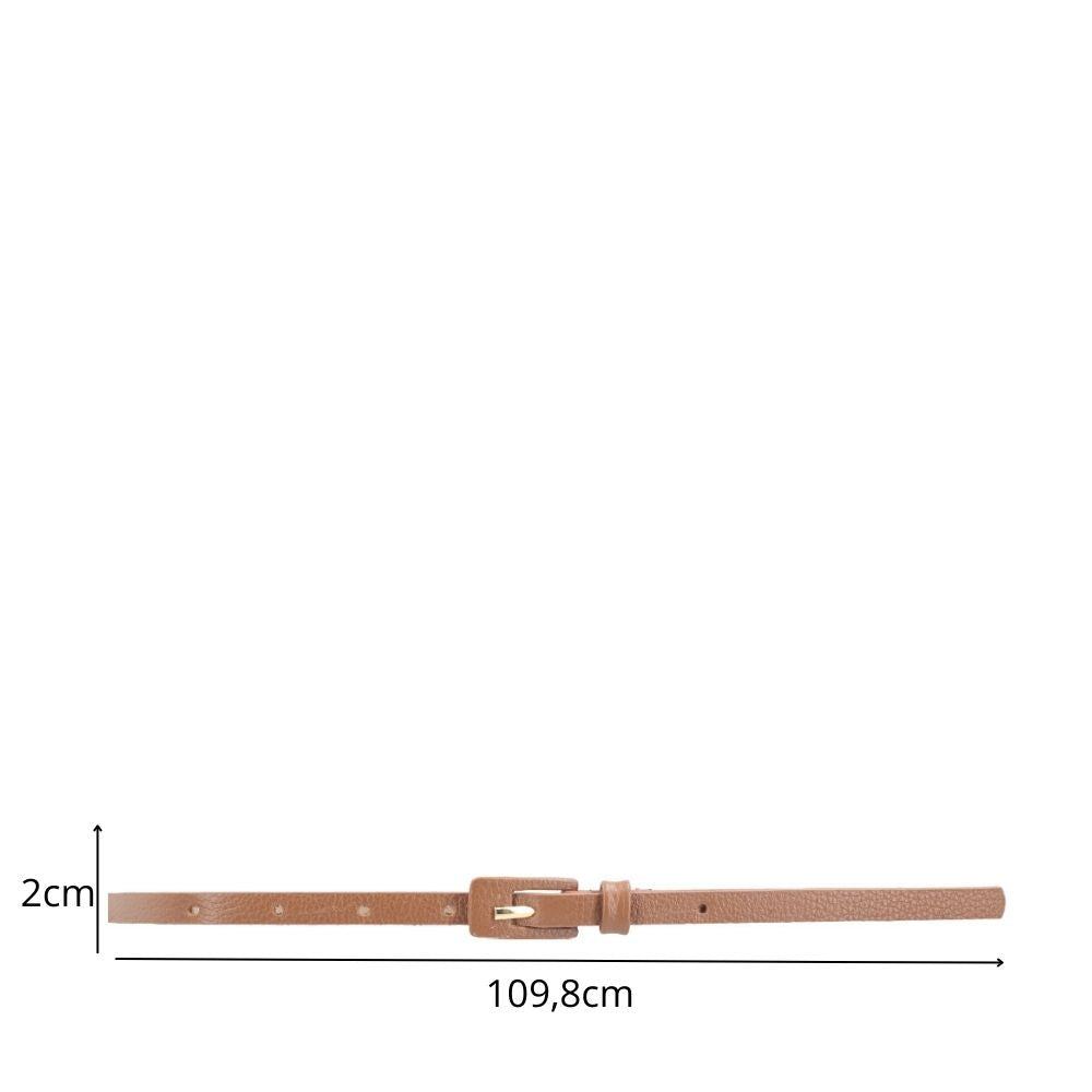 Cinto Feminino de Couro Fino com Fivela Encapada Caramelo