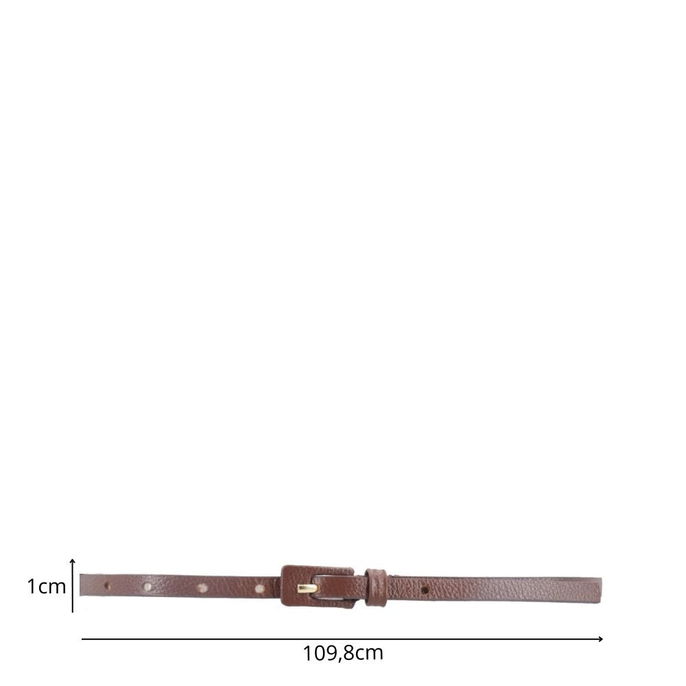 Cinto Feminino de Couro Fino com Fivela Encapada Marrom
