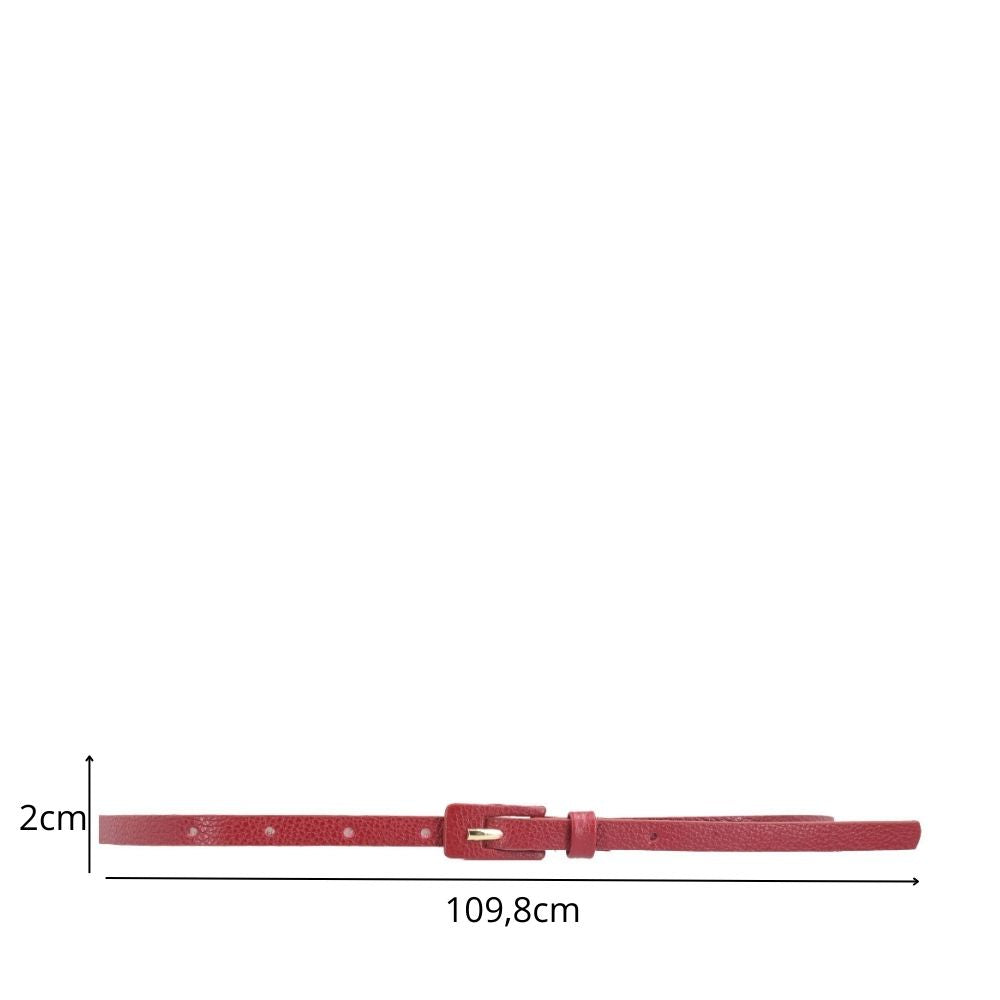 Cinto Feminino de Couro Fino com Fivela Encapada Vermelho