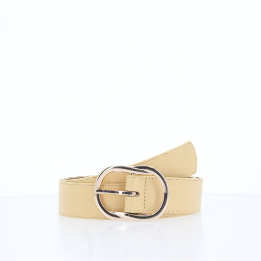 Cinto Feminino de Couro com Fivela em Design Torcido Amarelo