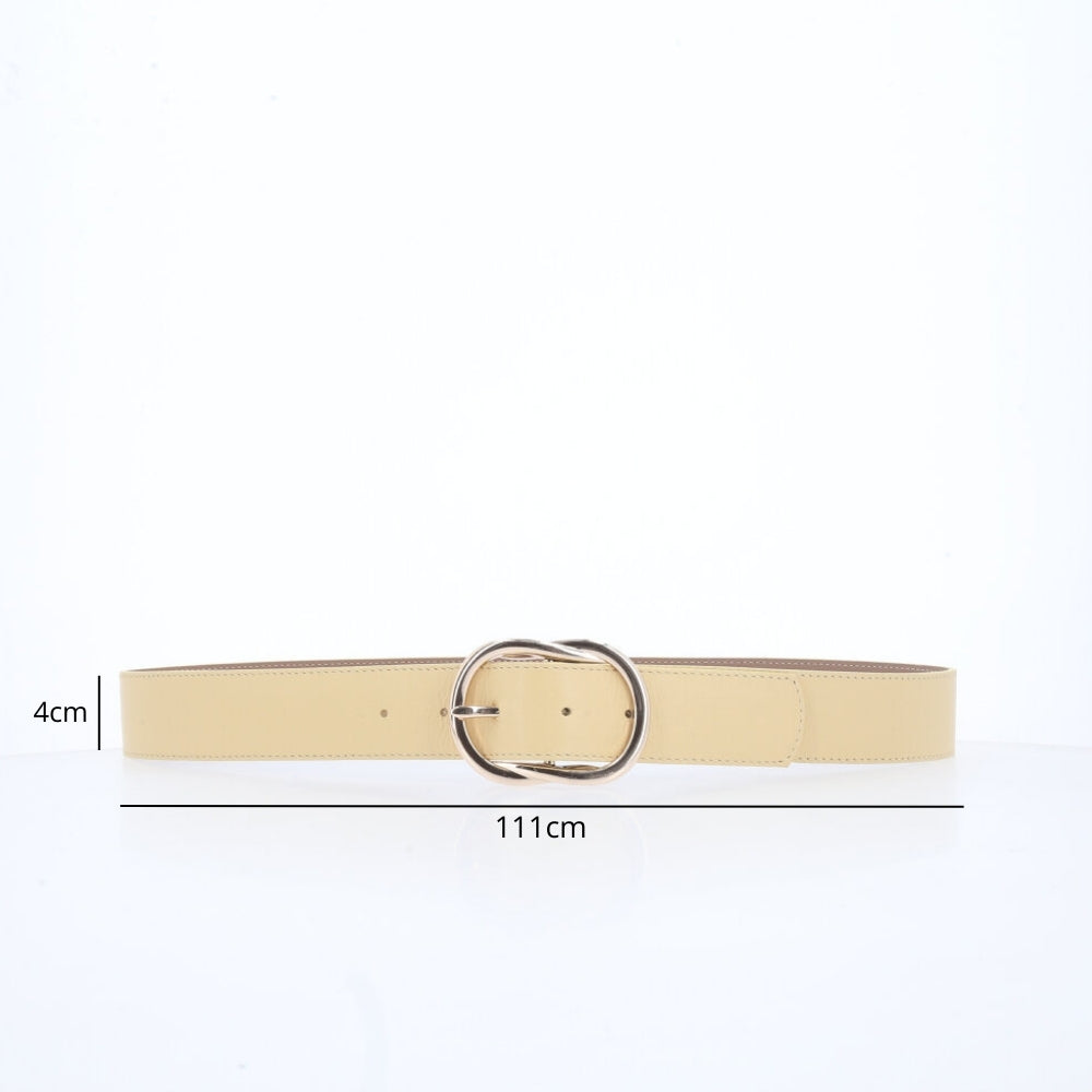 Cinto Feminino de Couro com Fivela em Design Torcido Amarelo