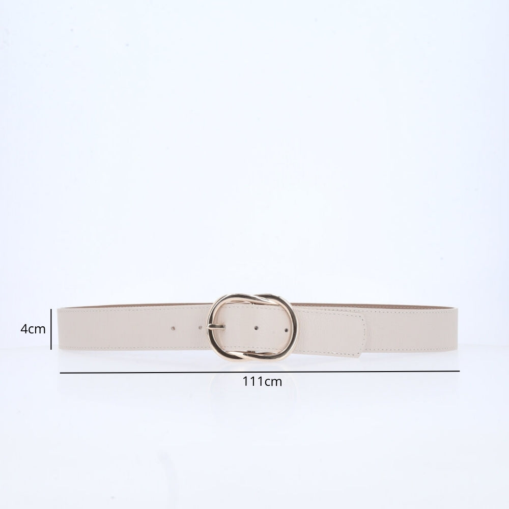 Cinto Feminino em Couro Marfim