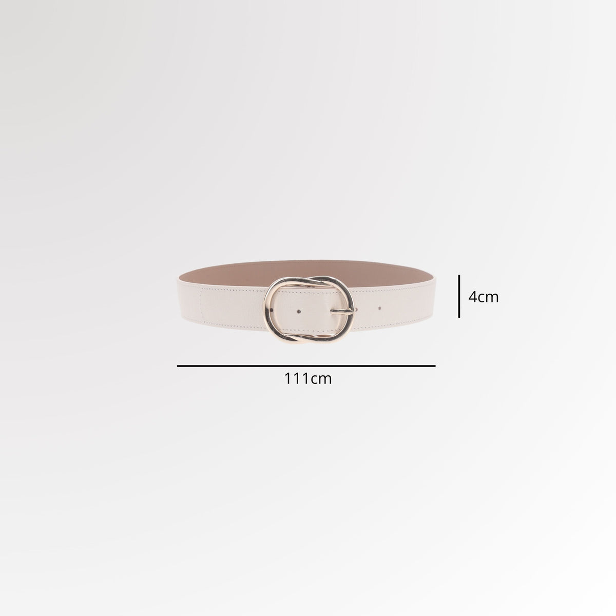 Cinto Feminino de Couro com Fivela em Design Torcido Marfim