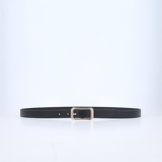 Cinto Feminino em Couro Fivela Dourada Preto