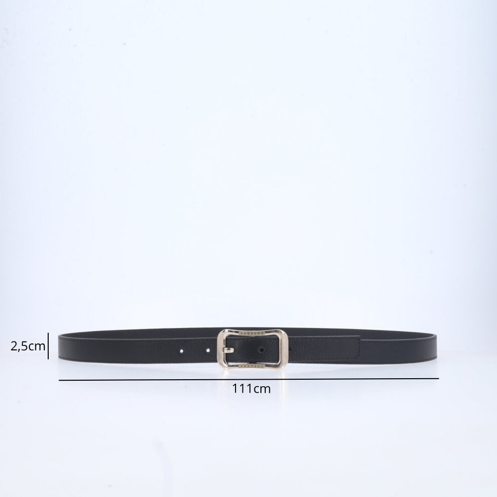 Cinto Feminino em Couro Fivela Dourada Preto
