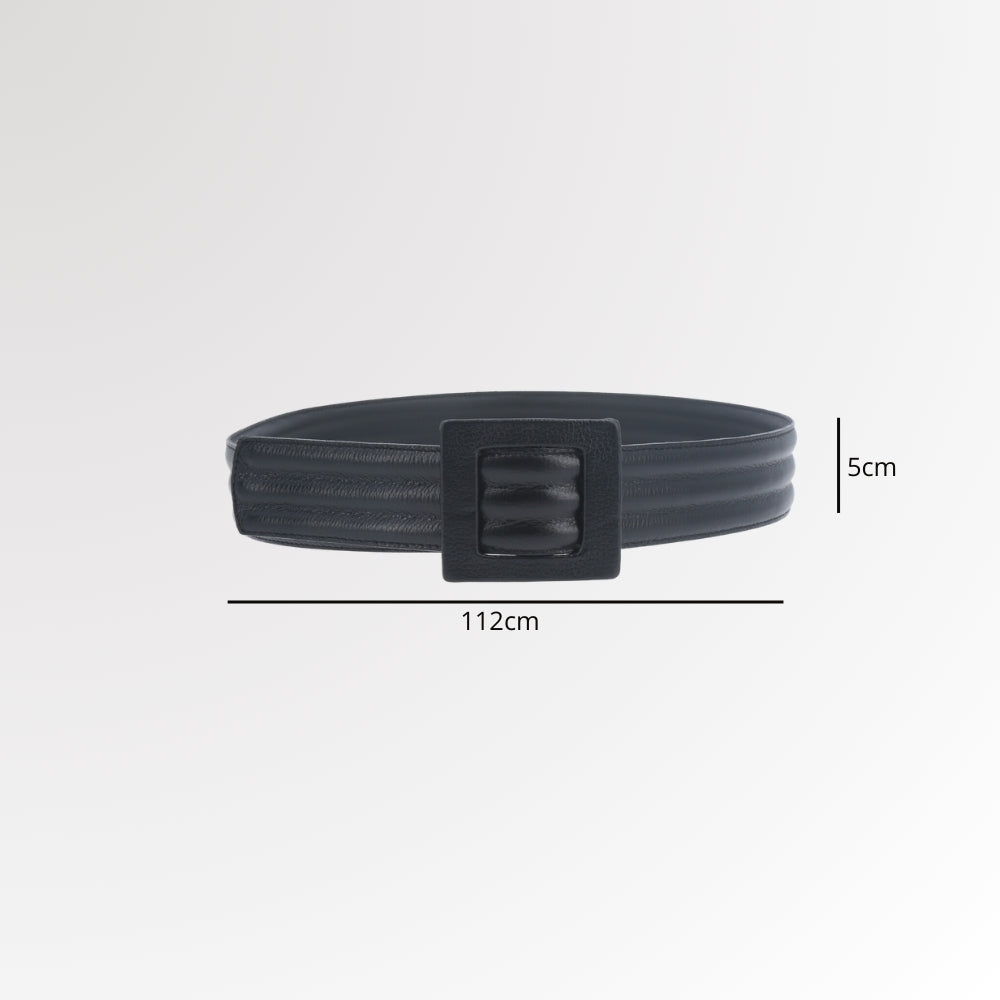 Cinto em Couro com Fivela Encapada Preto