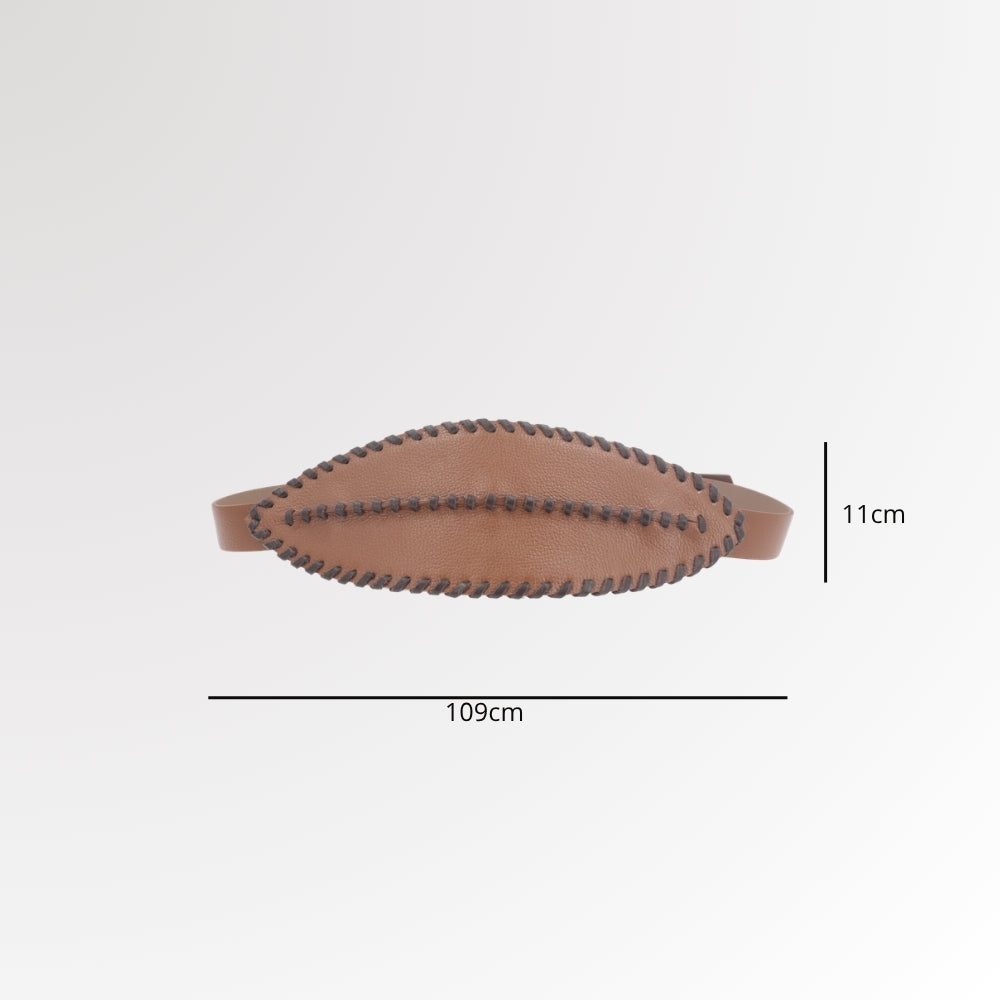Cinto de Couro em Formato de Folha com Design Anatômico Caramelo