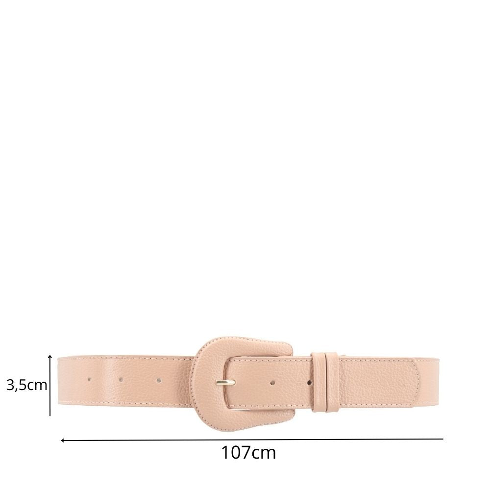 Cinto Feminino de Couro com Fivela Encapada Bege