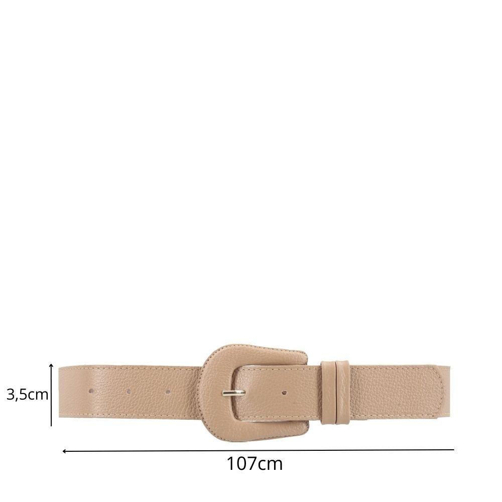 Cinto Feminino de Couro com Fivela Encapada Bege escuro