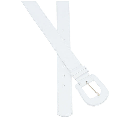 Cinto Feminino de Couro com Fivela Encapada Branco