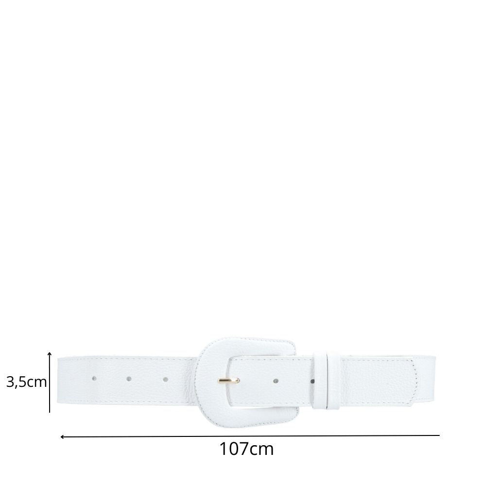 Cinto Feminino de Couro com Fivela Encapada Branco