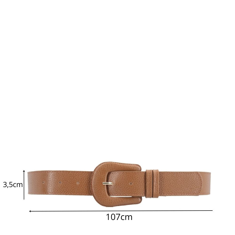 Cinto Feminino de Couro com Fivela Encapada Caramelo