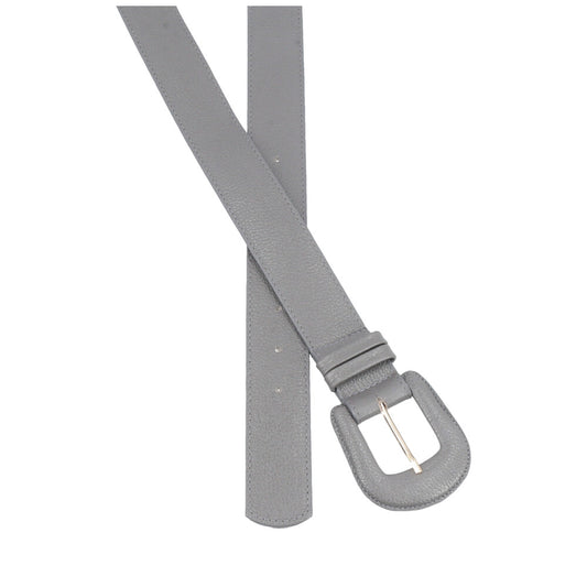 Cinto Feminino de Couro com Fivela Encapada Cinza