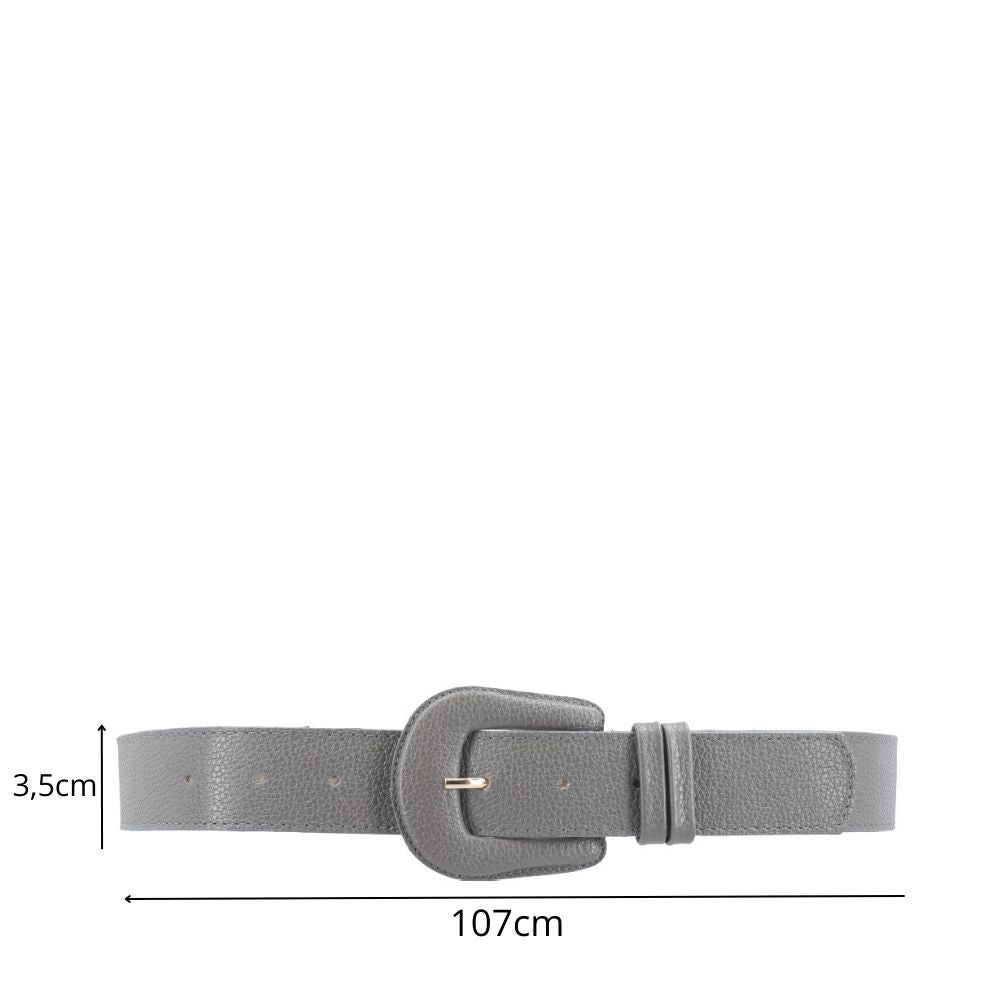 Cinto Feminino de Couro com Fivela Encapada Cinza
