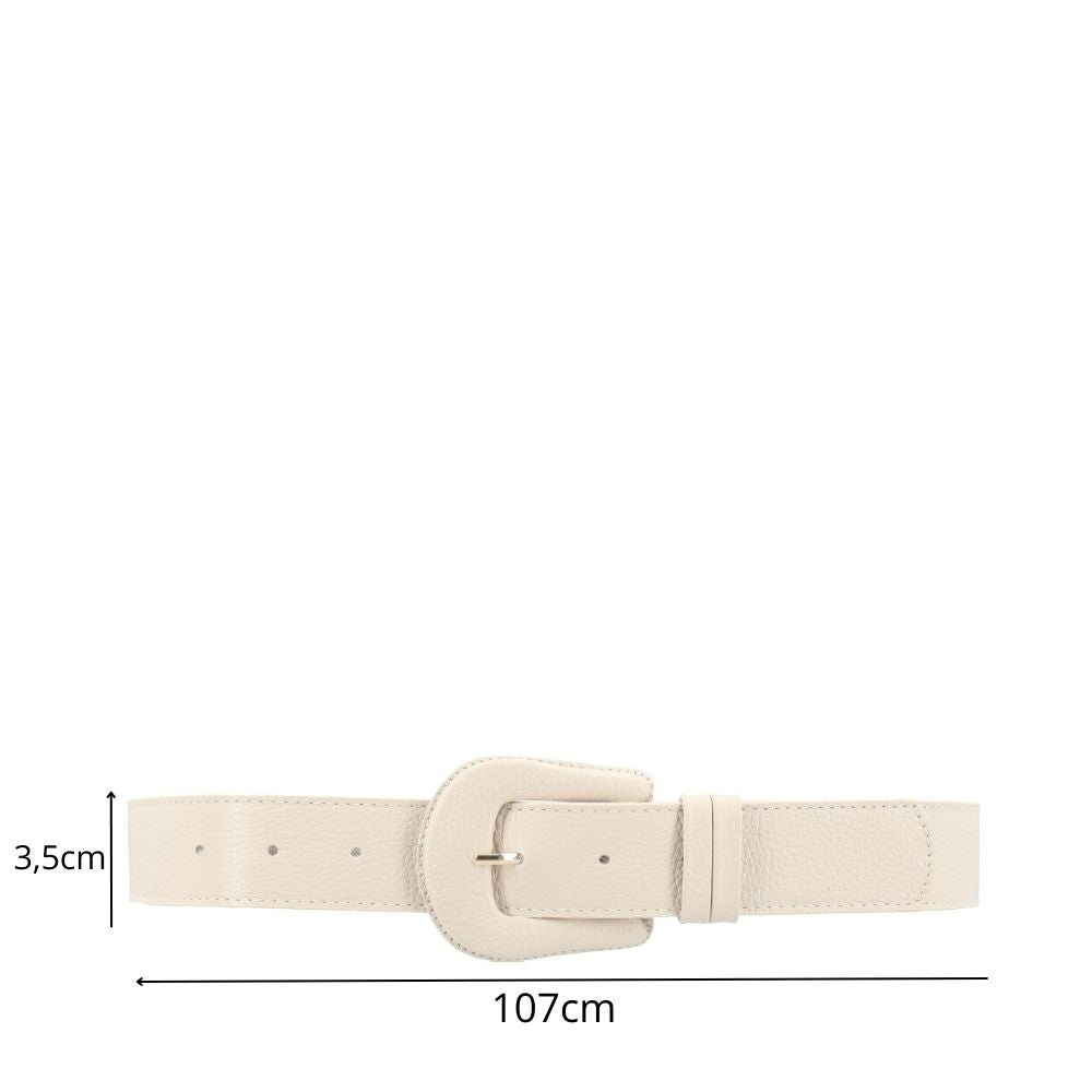 Cinto Feminino de Couro com Fivela Encapada Marfim