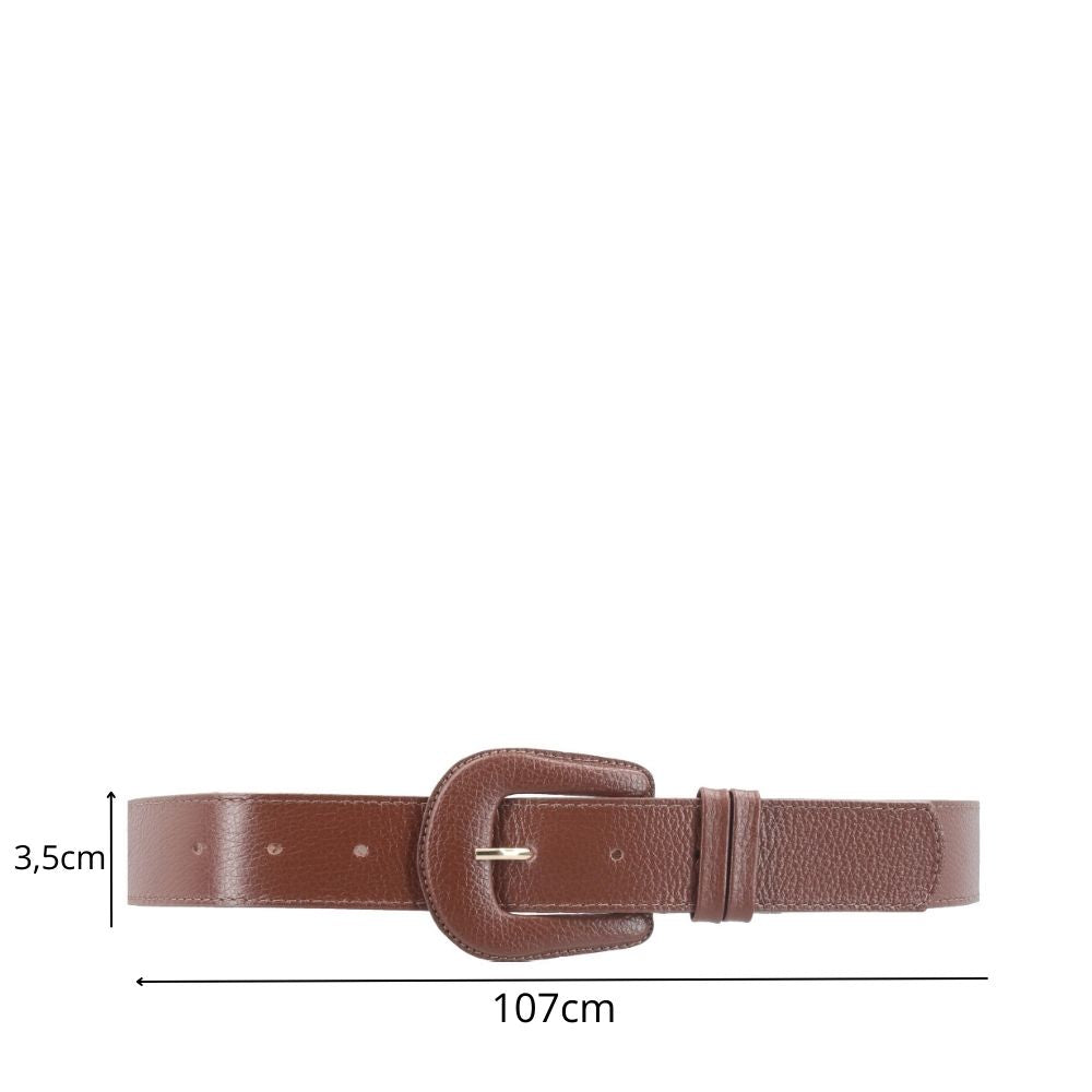 Cinto Feminino de Couro com Fivela Encapada Marrom