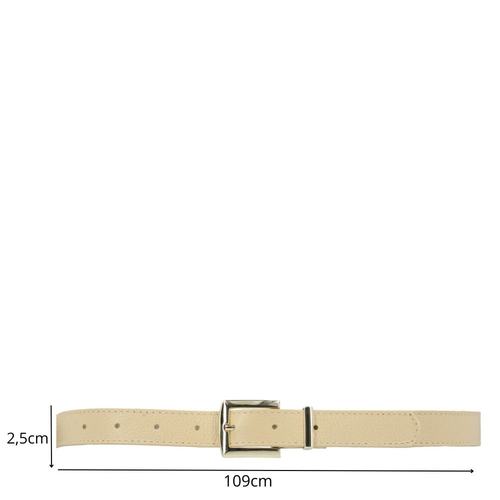 Cinto Feminino de Couro Fivela Metalizada Dourada Amarelo