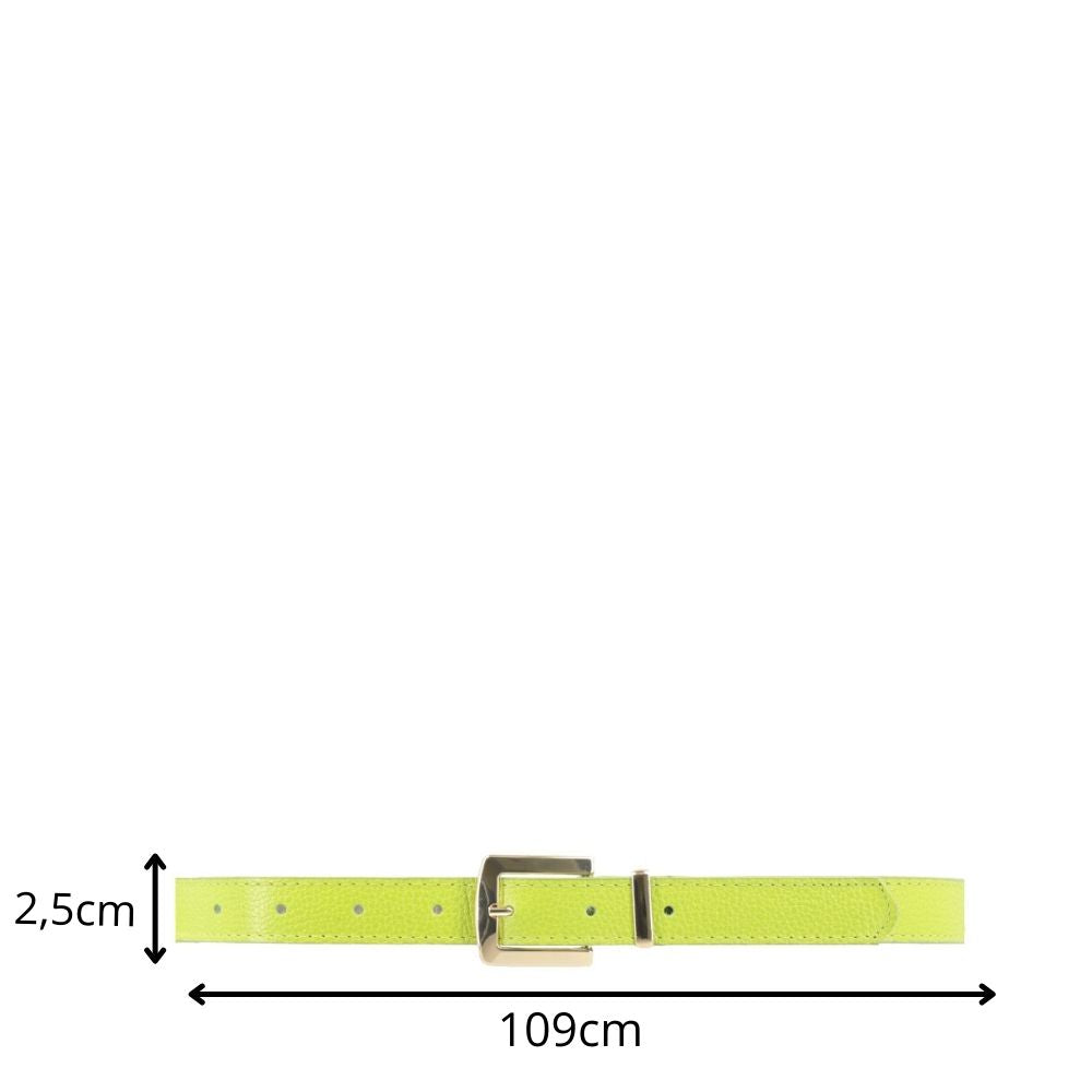 Cinto Feminino de Couro Fivela Metalizada Dourada Verde claro