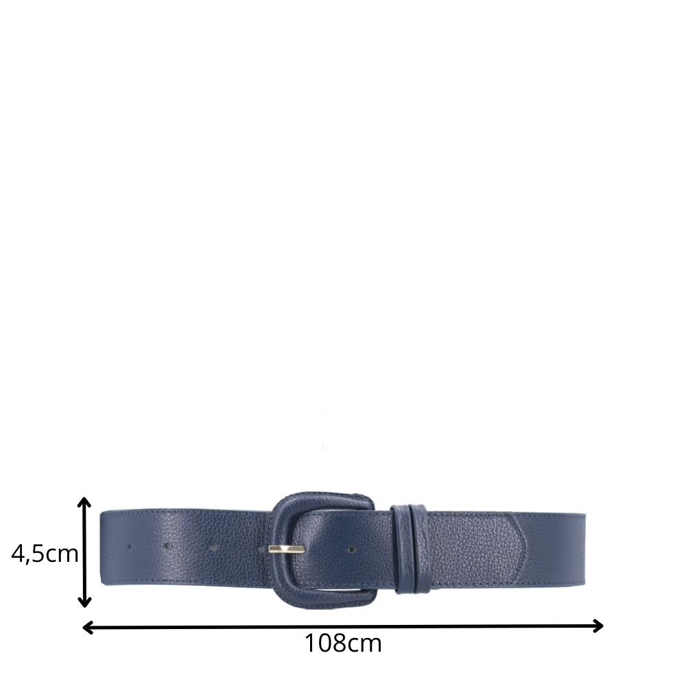 Cinto Maxi Feminino de Couro com Fivela Encapada Azul escuro