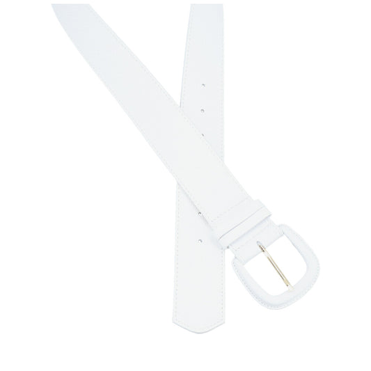 Cinto Maxi Feminino de Couro com Fivela Encapada Branco