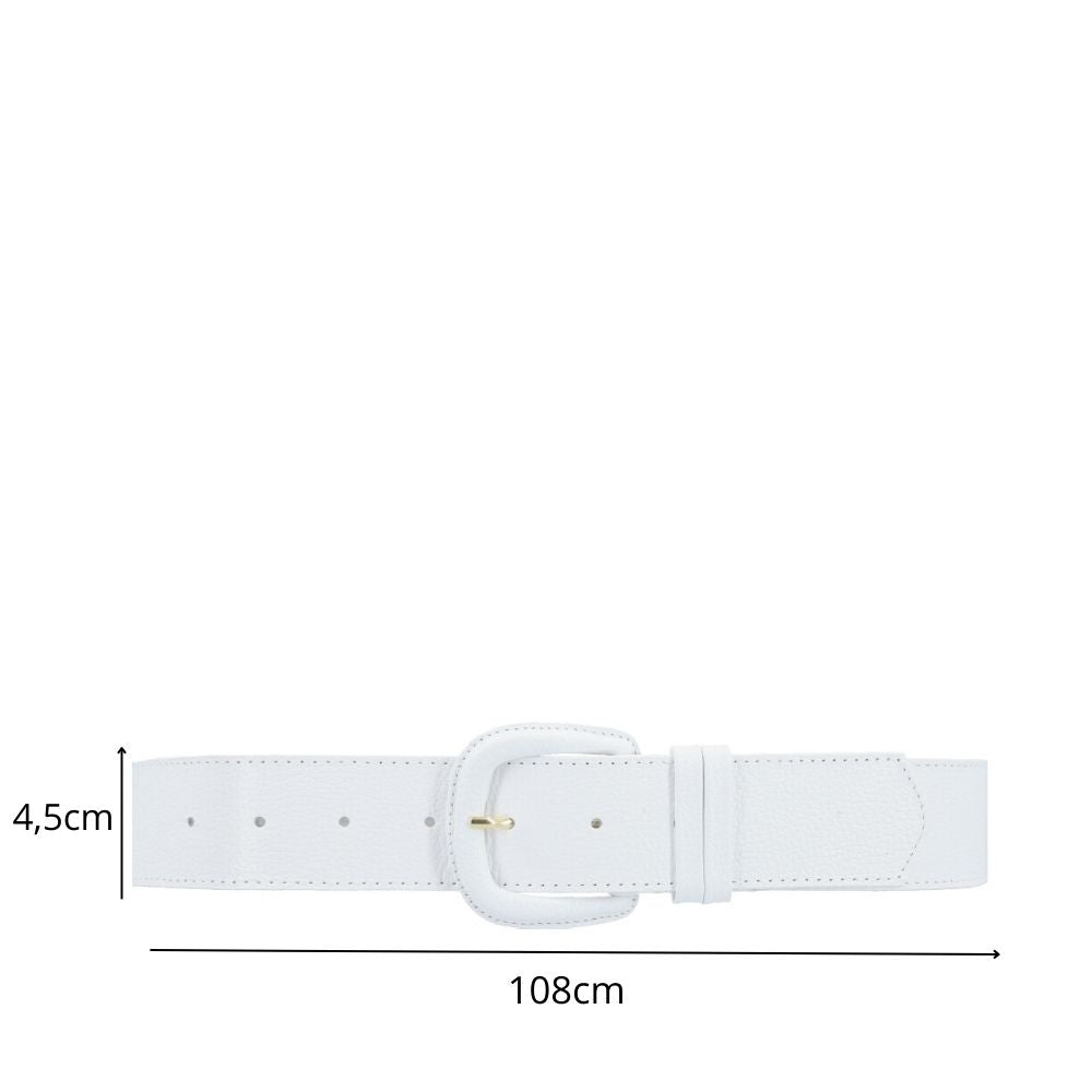 Cinto Maxi Feminino de Couro com Fivela Encapada Branco